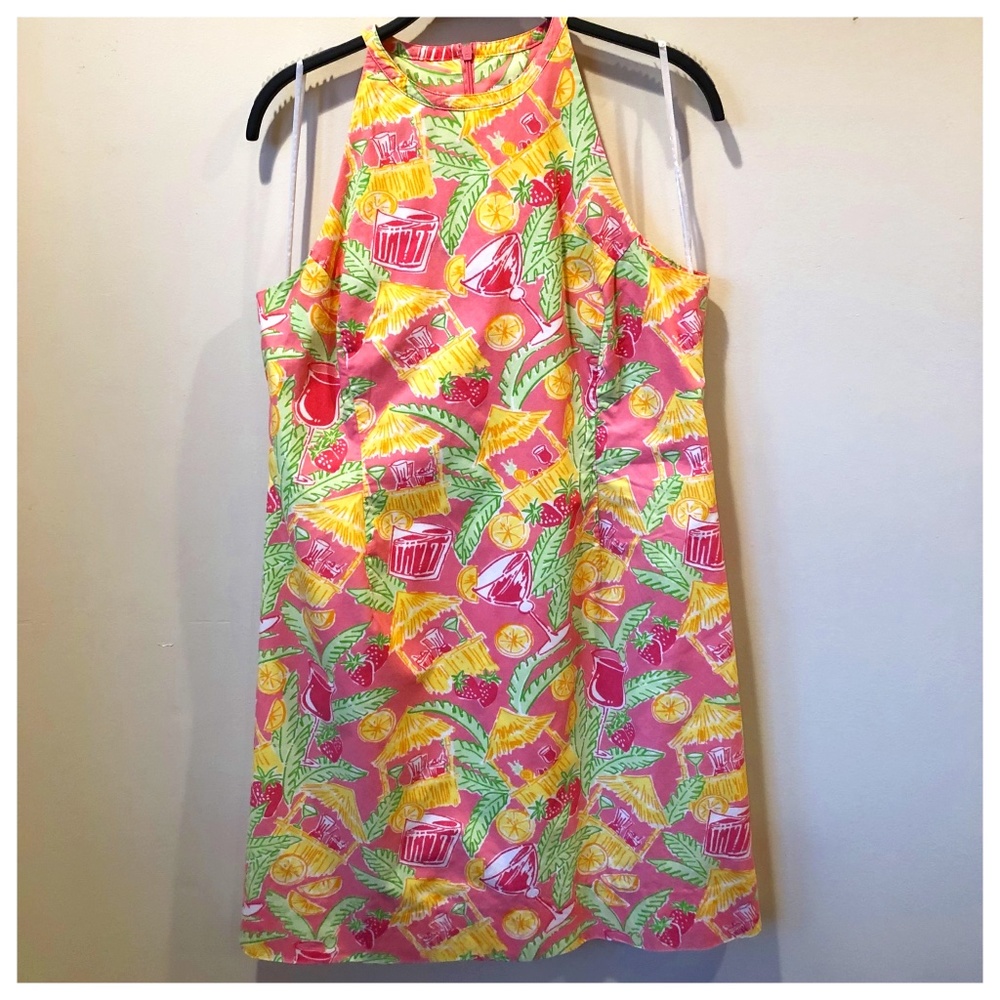 Lilly Pulitzer Sundress Size 10 Tiki Hut Tropical Cocktails Vintage